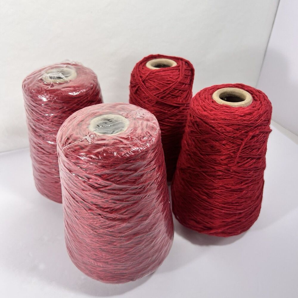 Crystal Palace - Cone Yarn - Red - 4 Cones Lot - Cotton Flamme